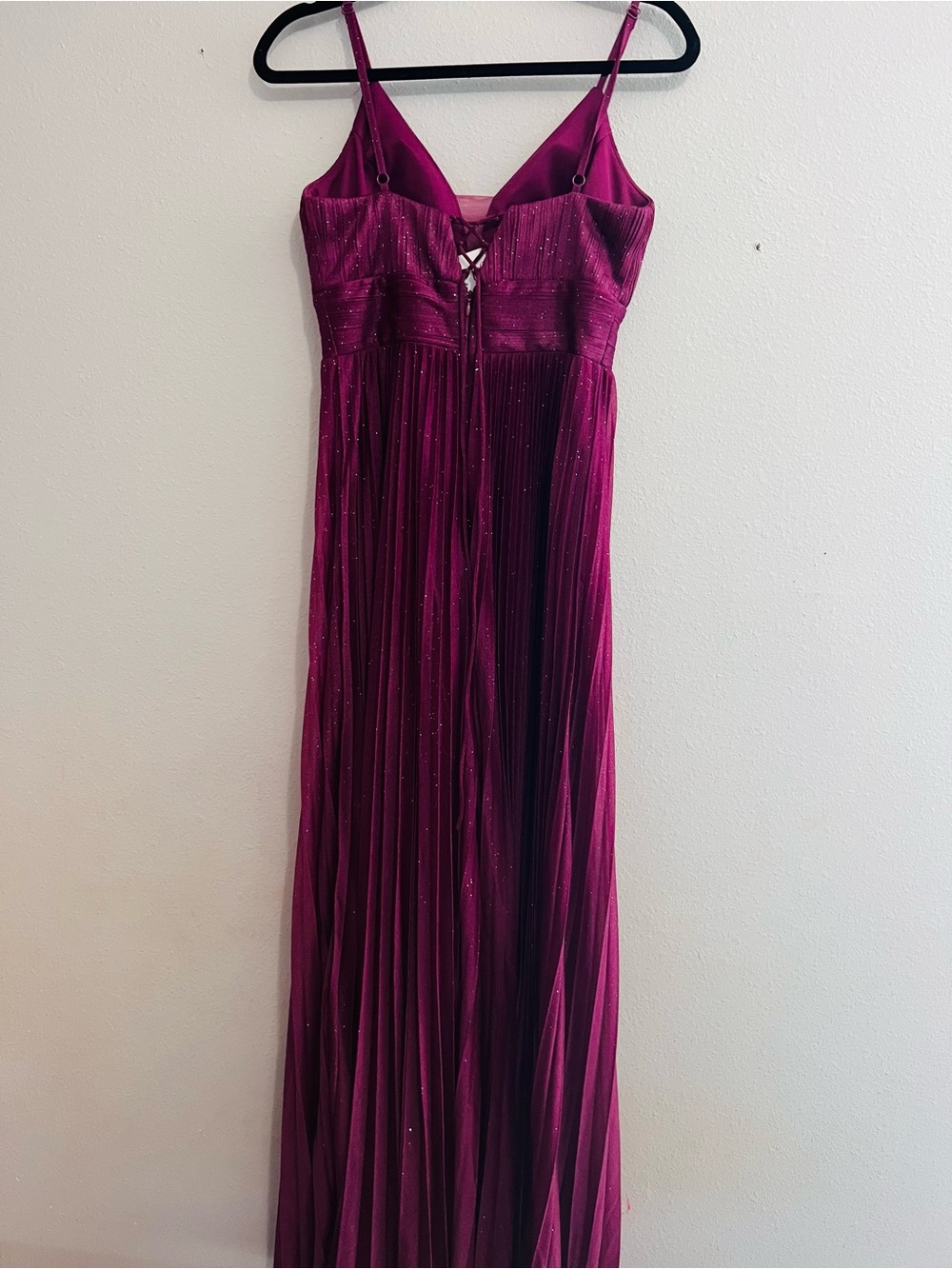 Sparkling Magenta Maxi Dress with Spaghetti Straps